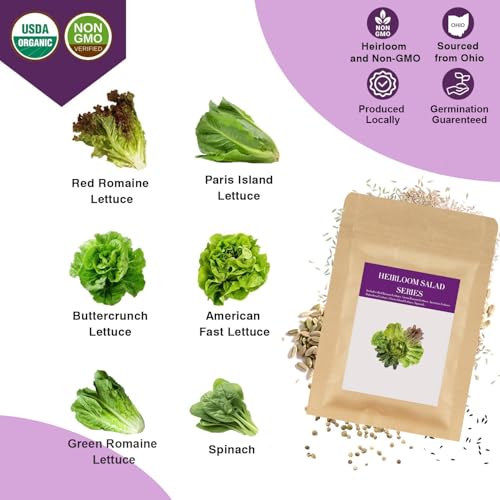 Salad Greens Seed Pod Kit for AeroGarden, iDoo, Ahopegarden, MUFGA with Red/Green Romain/American Fast/Buttercrunch/Parris Island Lettuce, Spinach - Compatible with All Garden(8-Pod) - color: salad greens, size: 7-pods