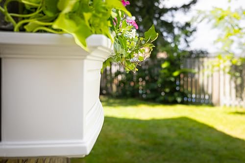 Mayne Nantucket 60in Self-Watering Rectangular Window Box Planter, White - color: White, size: 60in