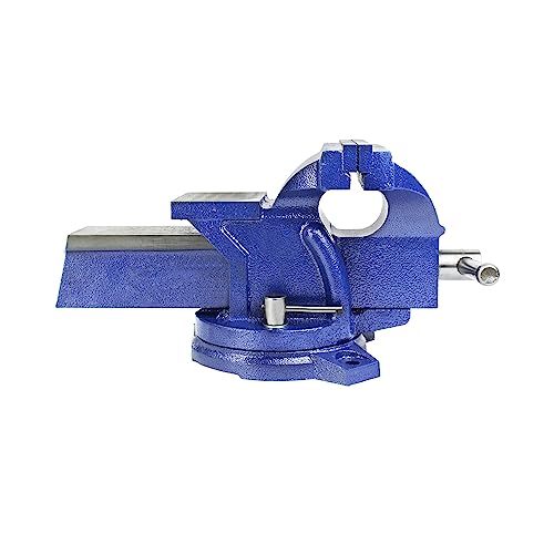 HFS(R) 4" Heavy Duty Bench Vise Anvil with 360° Swivel Locking Base Desktop Clamp - FS Blue Design - size: 4''