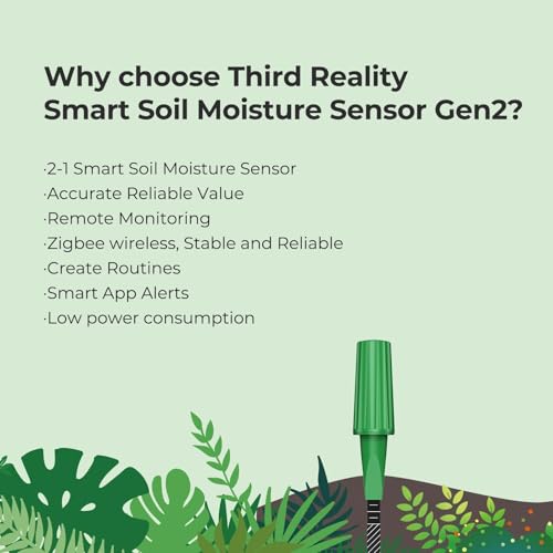THIRDREALITY Smart Soil Moisture Sensor Gen2, Zigbee hub Needed, Enhanced Signal Stability, Capacitive Moisture Monitoring, Garden Planting, Compatible with Hubitat, SmartThings, Home Assistant, Homey - style: 1 Pack