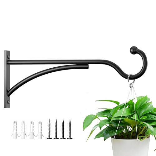 saffruff 11 Inch Heavy-Duty Metal Plant Hanger Hooks, Outdoor, Matte Black - size: 11 in, 1 pk