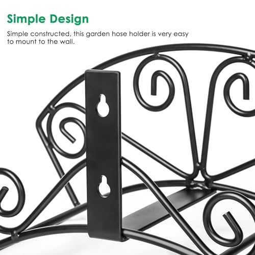 TomCare Garden Hose Holder, Heavy Duty 150 ft Capacity Hose Hanger - color: Black, size: M(13.2“ x 5.7” x 7")