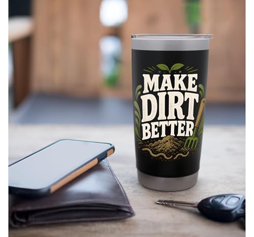 Make Dirt Better Composting Soil Builder Compost Stainless Steel Insulated Tumbler - color: Black