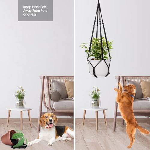 RIFNY Macrame Plant Hanger Indoor, Hanging Plant Holder, Black, 3 PCS - color: Black, size: 35 Inch 3pcs