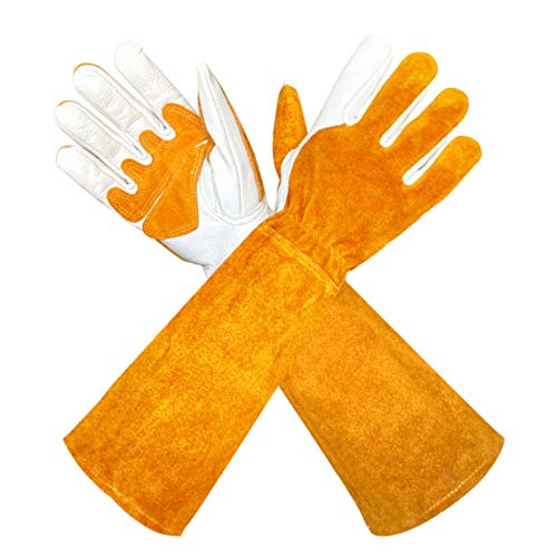 Long Leather Gardening Gloves for Women and Men | Thorn and Cut Proof Garden Work Gloves
