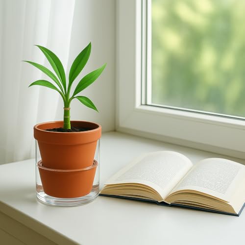D'vine Dev Self Watering Terracotta Planter Pot, 4 in, 3-Pack, 37-Z-A-1-T - color: Terracotta