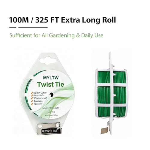 100m Garden Cable Ties & Cutters, Reusable Green Wire Twist Ties for Climbing Plants & Home Organization - size: 50M Garden Tie