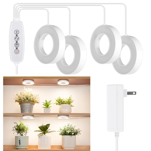LORDEM Grow Light for Indoor Plants, 192 LEDs Ceiling Full Spectrum Plant Light, Quad Head Plant Lamp with 3/6/12H Auto Timer, 6 Brightness Levels, Individual Bulb Control, Corded - size: 3.54in-4 Head