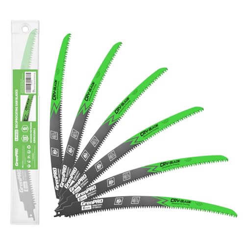 GRENPRO 6 Pack 15Inch Reciprocating Saw Blades, 6TPI Arc Edge for Pruning