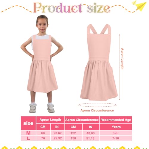 Kids Pinafore Apron, Cross Back Apron, Japanese Style Bib Aprons Home Clothes - color: Pink, size: 60 x 122 cm
