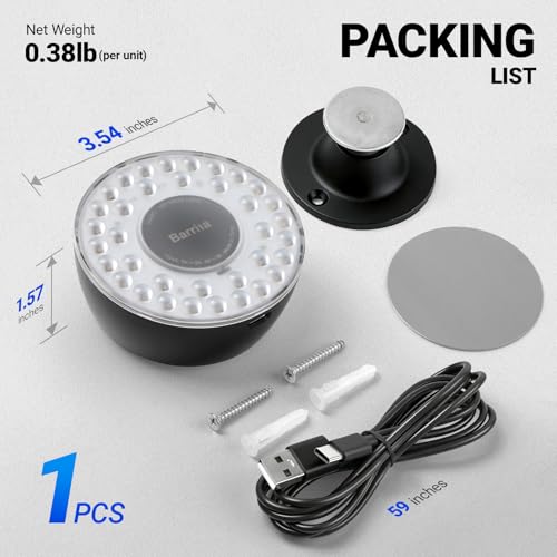 Barrina OG03C Rechargeable Puck Grow Light, 5200mAh, 4000K, 1 Pack, Black - color: Black, size: 1 Pack