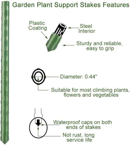 6Ft 72inch Garden Stakes Sturdy Plant Sticks Support Tomato Stakes for Vegetable,Pack of 20 - size: 6Ft-20 Pcs