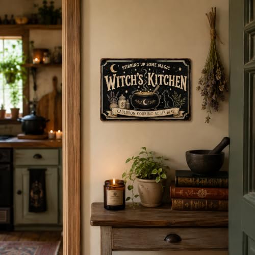 Halloween Metal Art Sign Witch's Kitchen Cauldron Cooking Decor - color: 10A