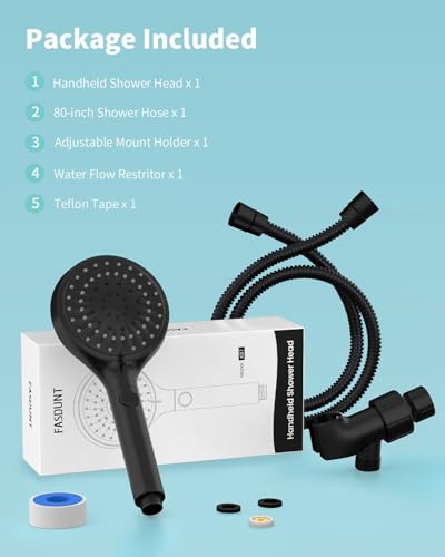 FASDUNT Shower Head with Handheld, High Pressure Showerhead with Hose Black - color: Matte Black, style: 6 Spray-Settings