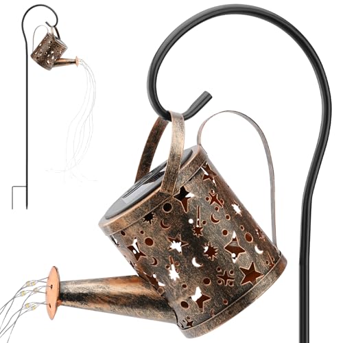 Solar Watering Can Lights Outdoor,Metal Hanging Garden Decor, Waterproof Solar Powered Lights for Patio, Lawn, Yard,Cute Outdoor Decoration for Mom, Grandma, Lady,Perfect Birthday Gift