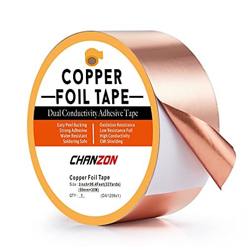 CHANZON Copper Foil Tape 50mm 2inch x 98ft Double Sided Conductive Adhesive - size: 9) 2inch x 98.4ft