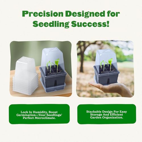 Epic Gardening Reusable Germination Domes & Trays - Easy Watering Seed Starting - Gardener Friendly Plant Trays for Seedlings | UV-Treated & BPA-Free (8)