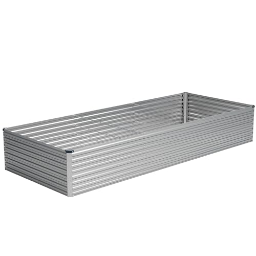 Vengarus 12x4x2ft Galvanized Raised Garden Bed,Metal Raised Beds Kit Silver - color: Silver, size: 12x4x2 ft