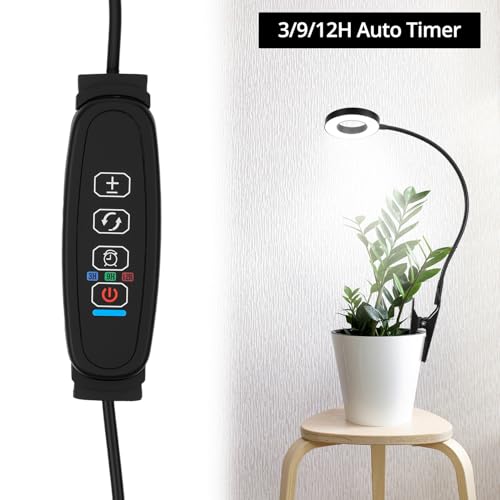 QWORK 3 Pack Ring Grow Lights for Indoor Plants, Full Spectrum LED with Timer