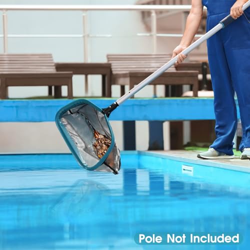 17.5" Aluminum Frame Pool Skimmer Rake Net, Deep Nylon Bag (No Pole) - size: Aluminum Frame Nylon Rake