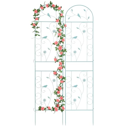 2 Pack 86.5" x 19.7" Metal Garden Trellis for Climbing Plants, Green - color: 2 Pack - Arched - 86.5" x 19.7"-Green