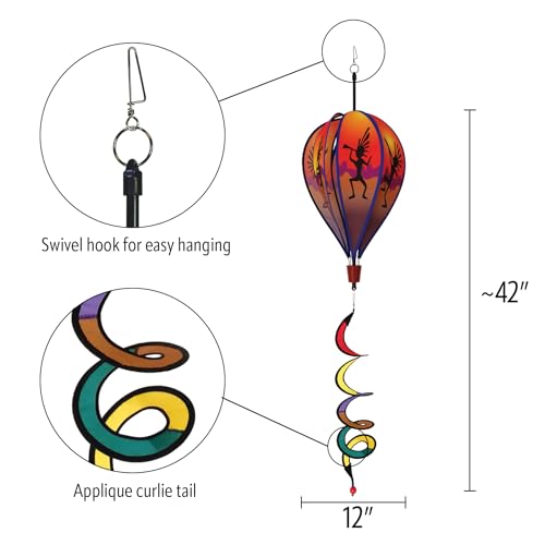 In the Breeze Kokopelli 6-Panel Kinetic Hot Air Balloon Wind Spinner,11" W x 17" H, 26" Tail,1049 - color: Kokopelli