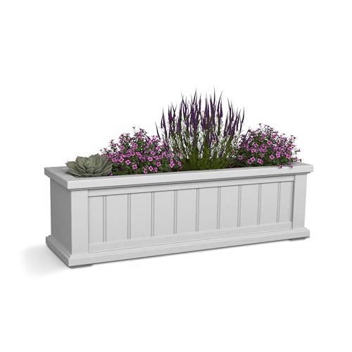 Mayne Cape Cod 3ft Window Box - White - 36in L x 11in W x 10.8in H - with 6.5 Gallon Built-in Water Reservoir (4840-W)