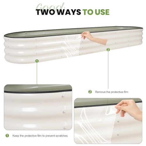 G GOOD GAIN Raised Garden Beds Galvanized, Metal Planter Boxes Kit, White - color: White, size: 8×2×1ft (1 Pack)