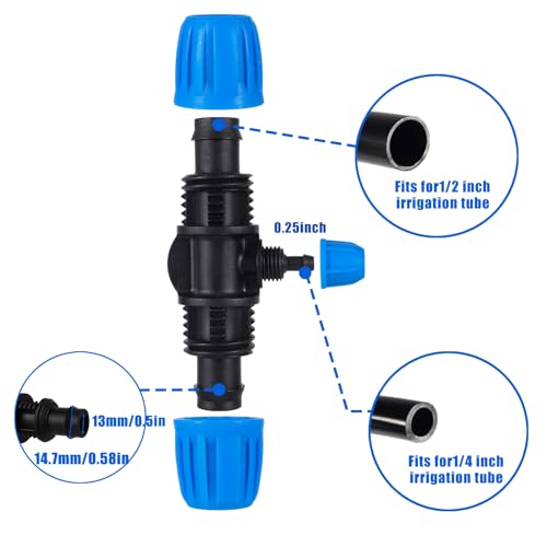 10 Pcs 1/2 to 1/4 inch Garden Hose Tubing Irrigation Fittings - size: 10 PCS 1/2" to 1/4" 3-Nut Way