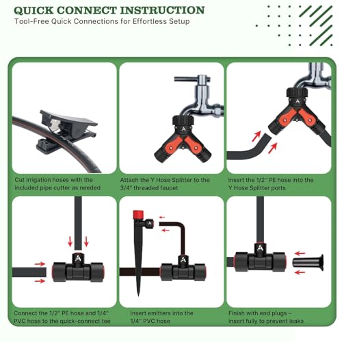 Anleolife 100FT Drip Irrigation Kit, All-in-One Quick-Connect System - style: 100FT Complete Kit