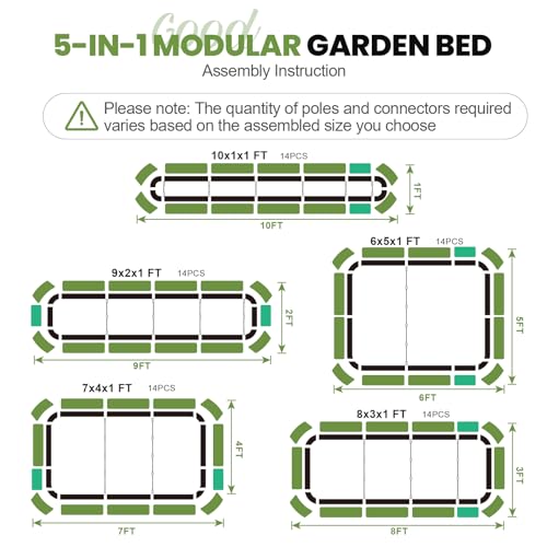 G GOOD GAIN Raised Garden Beds Outdoor, 5-in-1 Modular Metal Planter, Grey - color: Gray, size: 8x3x1ft(1pcs)