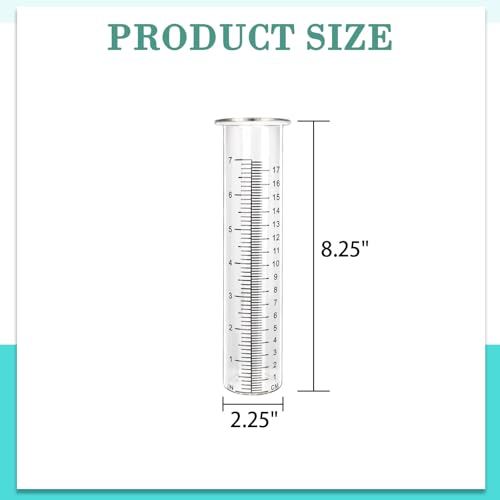 2 Pack Glass Rain Gauge, 8.25 x 2.25 Inches, 7 Inch Capacity