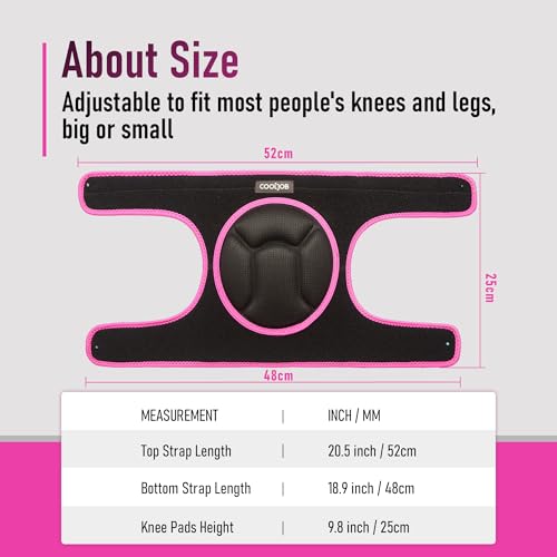 COOLJOB Women Knee Pads for Gardening Work, Floor Cleaning with Foam Pad - color: Pink