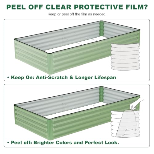 2 Pack 6x3x1 FT Galvanized Raised Garden Bed, Green - size: 6x3x1 (Pack of 2)