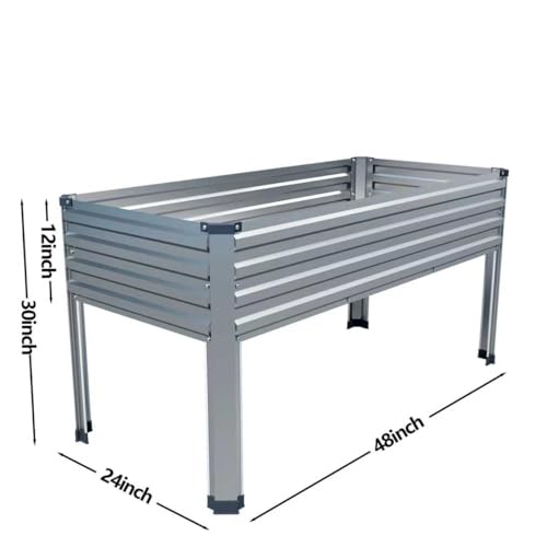 DIIYIV Galvanized Raised Garden Bed with Legs,48×24×30in Silver - color: Silver, size: Silver(1PCS)