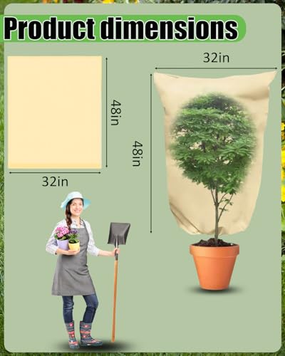 Plant Covers Freeze Protection, (31.5"x47.3") with Drawstring Plant Covers, Heavy Duty 2.82 oz/yd² Frost Blankets for Patio Winterizing Shrubs Trees (3 Pack