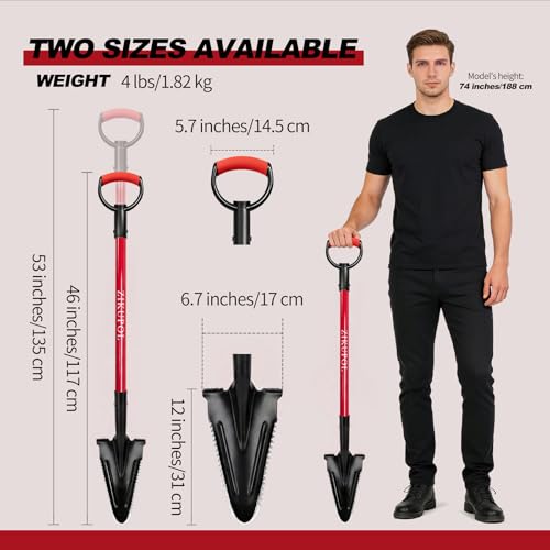 Root Shovel Garden Spade Shovel with Double Serrated Blades for Trenching, Digging,Planting,Metal Detecting,46 Inches