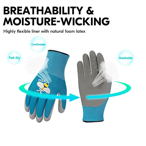 Vgo... 1-Pair Age 5-7 Kids Gardening Gloves, Children Yard Work Gloves, Soft Safety Rubber Gloves (XXS, Blue, KID-RB6013) - color: 1 Pair - Blue, size: XXS Age 5-7 (Pack of 1)