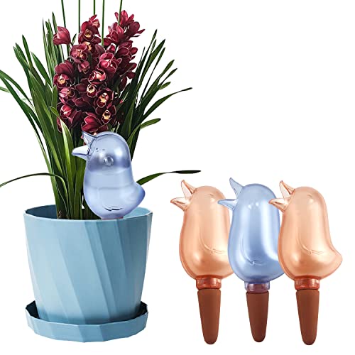 4 Pack Self Watering Spikes, Indoor Plant Watering Globes, Bird Shape Automatic Irrigation Spikes,Plant Watering Devices (Red&Blue) - color: Red&Blue