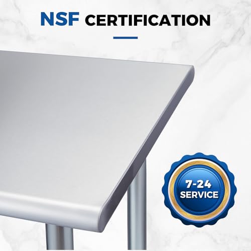Profeeshaw Stainless Steel Prep Table 30''x48'' NSF Commercial Workbench - color: No Backsplash, size: 30''x48''