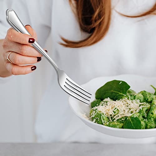 LIANYU Salad Forks Set of 12, 6.7 Inches Stainless Steel Appetizer Dessert Forks Silverware, Scalloped Edge, Dishwasher Safe