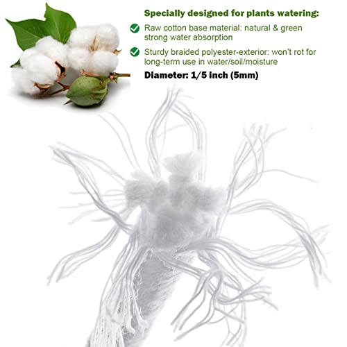 ORIMERC 30 feet 1/5 inch Self Watering Capillary Wicking Hydroponic Wick Cord Vacation Plant Sitter DIY Self-Watering Planter Pot Automatic Water System Device Potted Violet Auto Seedling Waterer Rope - size: 30 feet (1/5 inch)