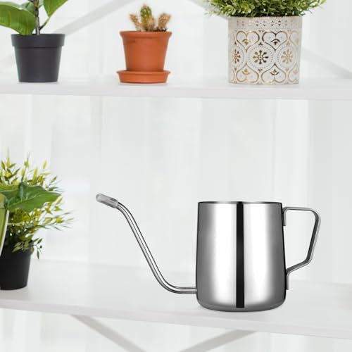 12 oz Small Watering Can Indoor Plants Stainless Steel Mini Watering Can - color: Polished Silver