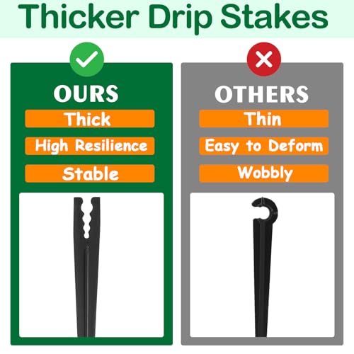 100 Pieces Drip Irrigation Support Stakes for 1/4 Inch Drip Tubing, 1/4" Tubing Hold Stakes Tool for Irrigation System Hose & Emitter Support for Vegetable Flower Beds Lawn Supplies - size: 1/4" Drip Stakes
