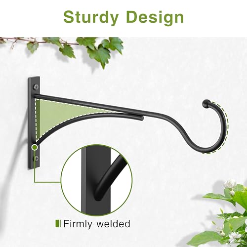 saffruff 11 Inch Heavy-Duty Metal Plant Hanger Hooks, Outdoor, Matte Black - size: 11 in, 1 pk