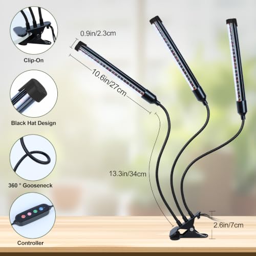 Gamechanger! FECiDA 27W Bright Clip Grow Lights for Seed Starting, Bonsai - size: 3-Tubes