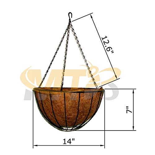 MTB Supply 2 Pack 14 Inch Garden Hanging Baskets Traditional Style with Coco-Liner for Home Balcony Patio Decoration Outdoor Planter - size: 14" Plain 2pack