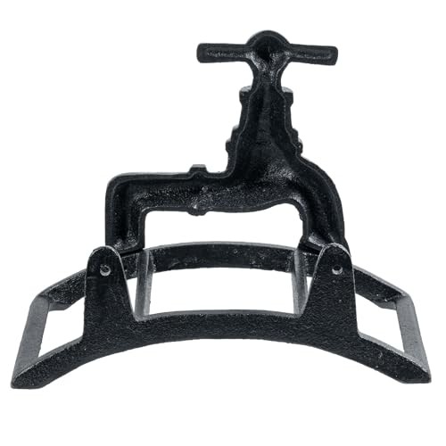 MyGift Brown Cast Iron Wall Mounted Garden Hose Holder, Spigot Design - style: Spigot Design