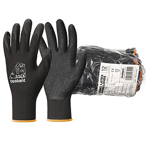 toolant Crinkle Latex Work Gloves, 120 Pairs, Black, Medium - color: Black - 120 Pairs, size: Medium