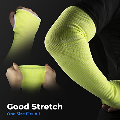 OriStout Cut Resistant Gardening Sleeves with Tumb Hole, Green, 1 Pair - color: Green (1 Pair) - Long, size: One Size